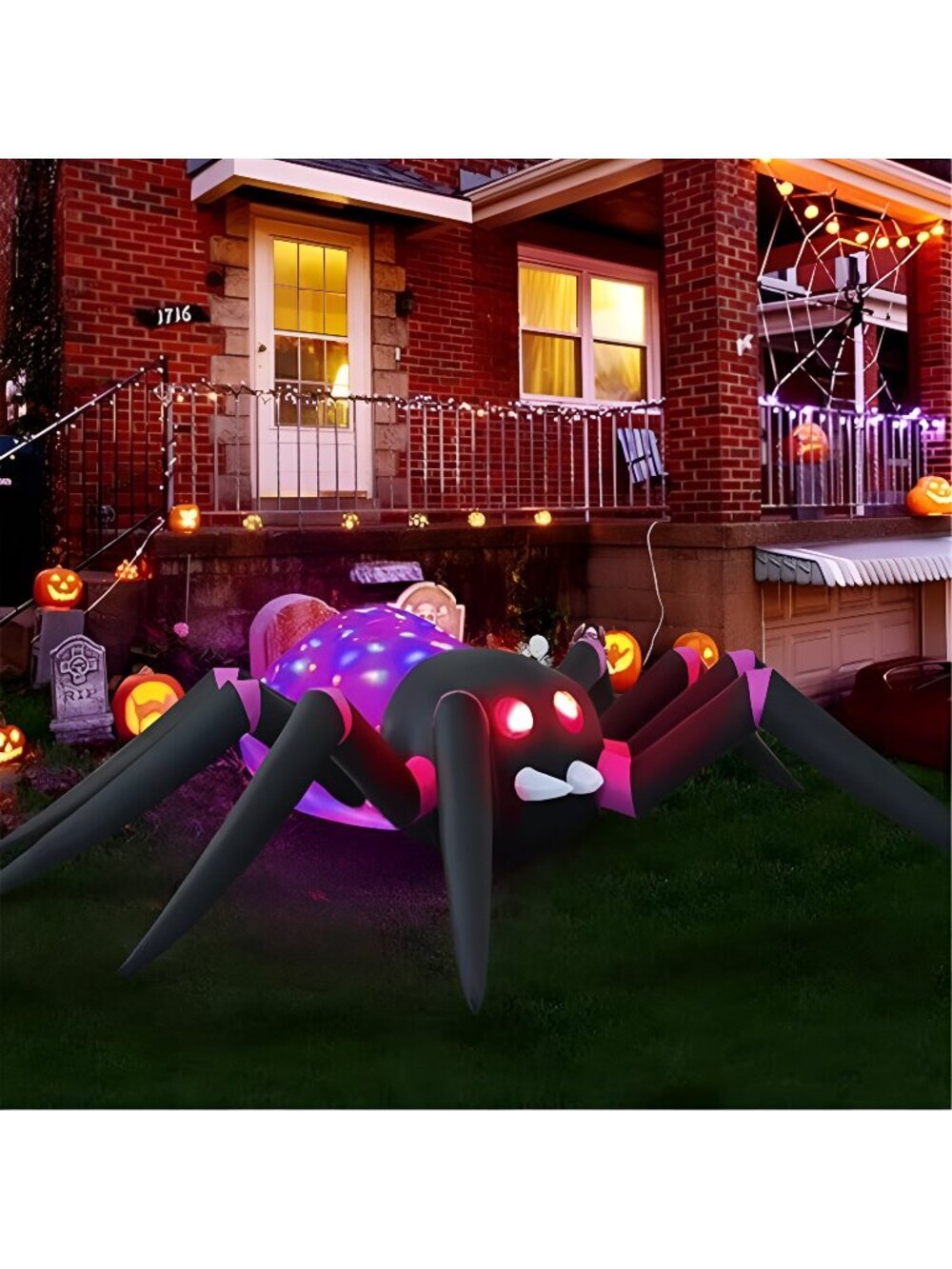 12ft Purple Spider Halloween Inflatable Outdoor Decoration, Courtyard